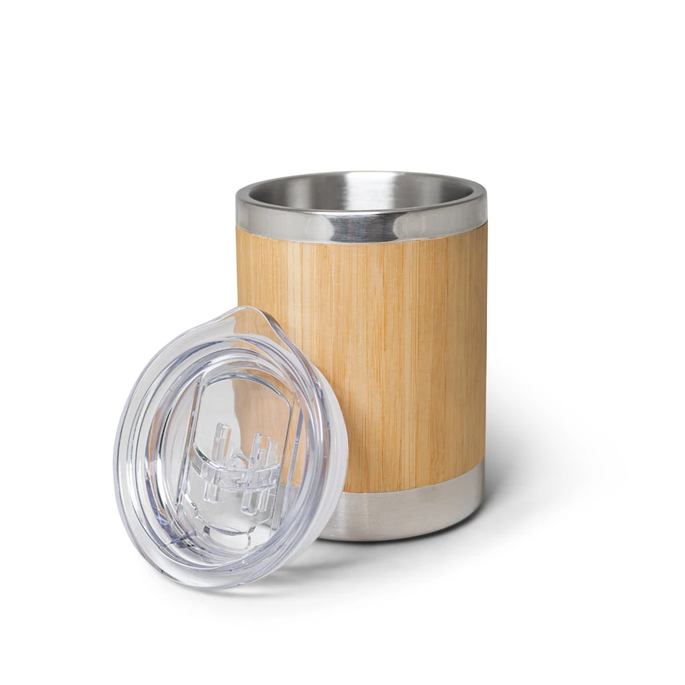 Copo Térmico em Aço Inox e Bambu 350 mL